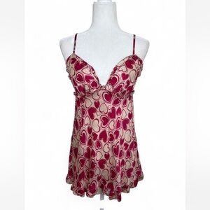 Vintage 90's Y2K Victoria Secret 100%
silk heart print micro mini slip dress